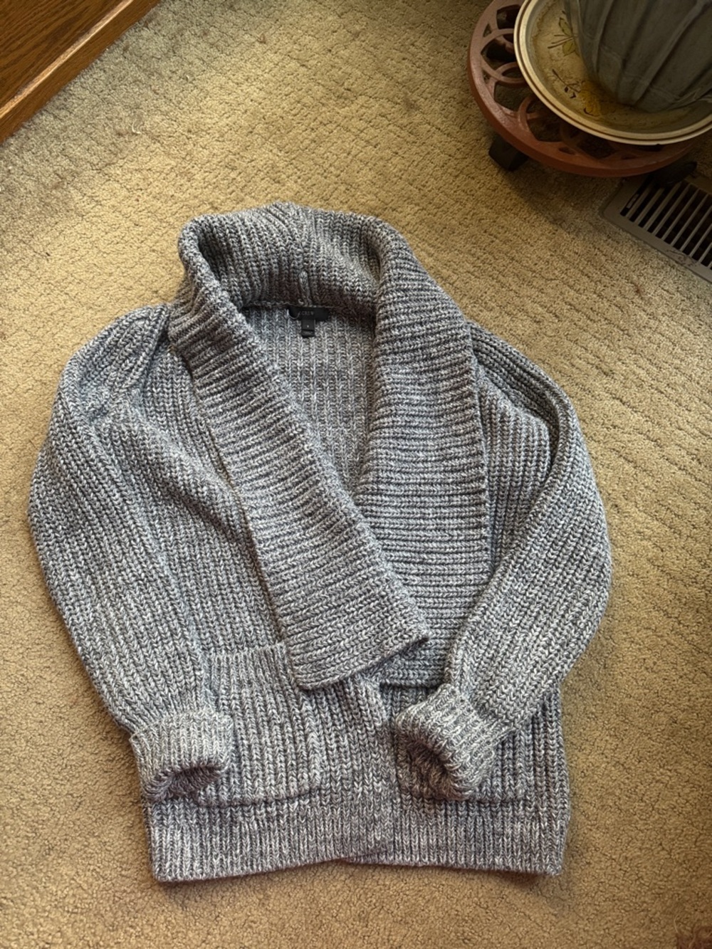 J. Crew Heather Gray Chunky Shawl-Collar Cardigan